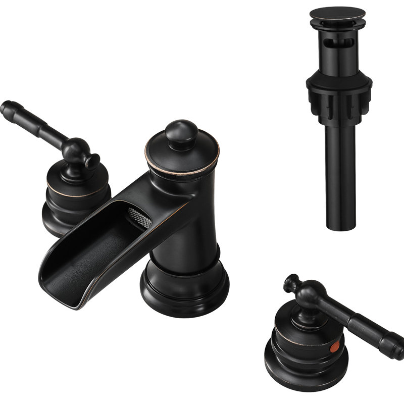 Robinet de lavabo de salle de bain surdimensionné à 3 trous de 8 pouces avec deux poignées leviers, bronze huilé, cartouche en céramique, fixé au pont, style contemporain, goutte à goutte
