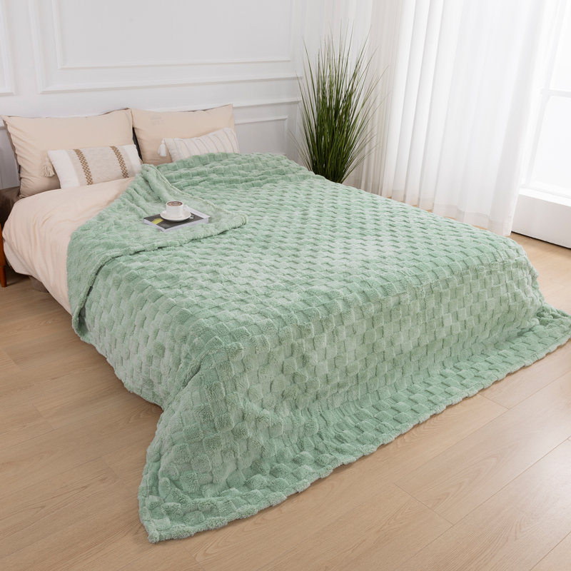 Jeté en molleton doux et confortable 400 g / m² pour canapé, salon et chambre à coucher, Très grand lit, Vert