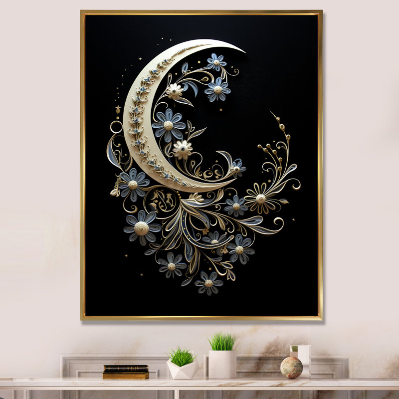 Moon Moon Harmony sur toile, H 32 po x l 24 po x P 1 po, Cadre flottant doré