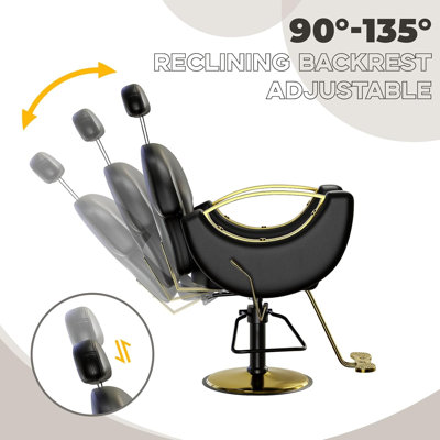 Fauteuil de coiffeur, fauteuil de coupe de cheveux, fauteuil rotatif à 60 degrés