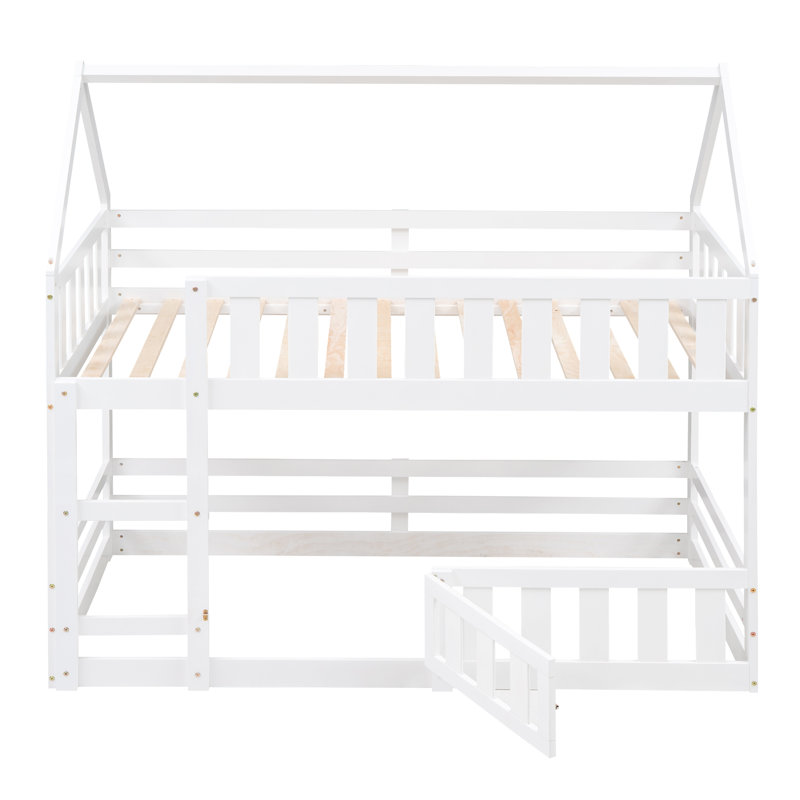 Lit superposé simple au dessus d'un lit simple pour enfants, Blanc