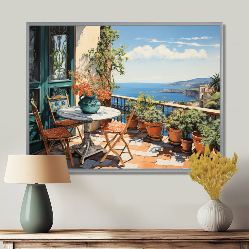 La Dolce, côte italienne I - Italie, art encadré, 16" H x 32" W, Encadrement argenté