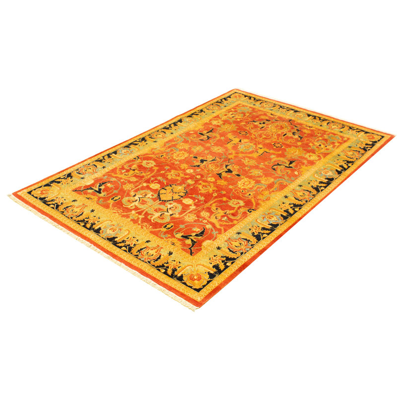 Tapis de salle de coton 6 pi 2 po x 9 pi 4 po en cuivre foncé à la main one-of-a-kind-noué la 2010 pako 18/47 Aeva