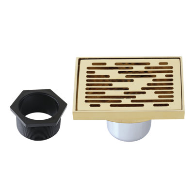 Kingston Brass Watercourse 4-Inch Square Grid Shower Drain with Hair Catcher