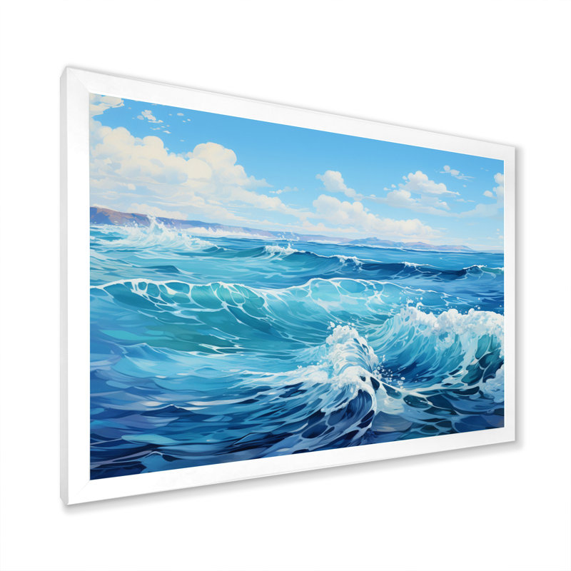 «Blue Infinity Of The Ocean I» sur toile, H 24 po x l 32 po x P 1 po, Cadre simple blanc