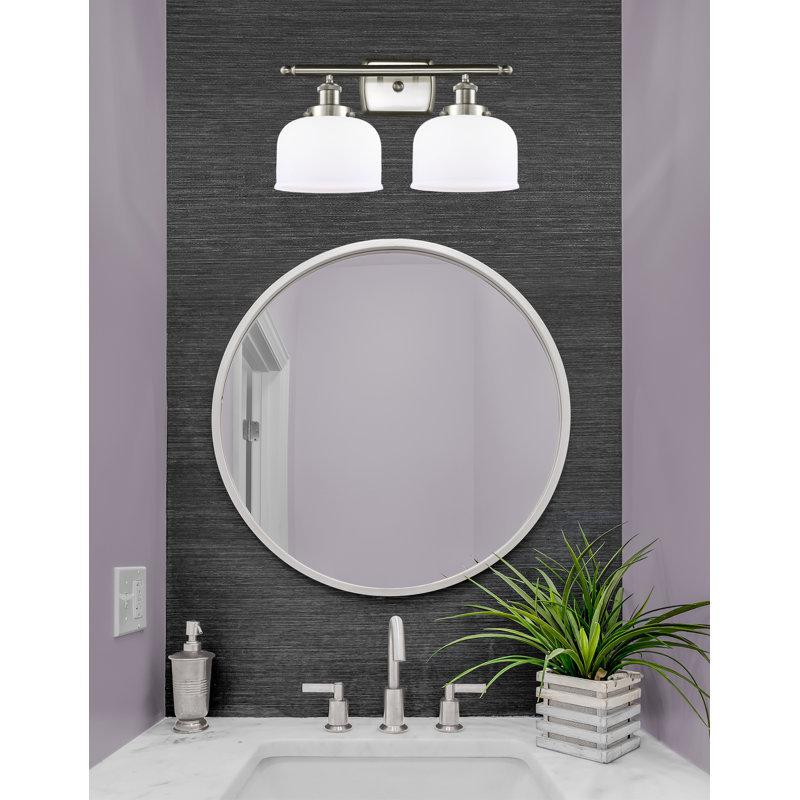 Éclairage pour meuble-lavabo de 8 po à 2 lumières Ballston Urban Bell, Blanc mat, Incandescente , Nickel satiné brossé