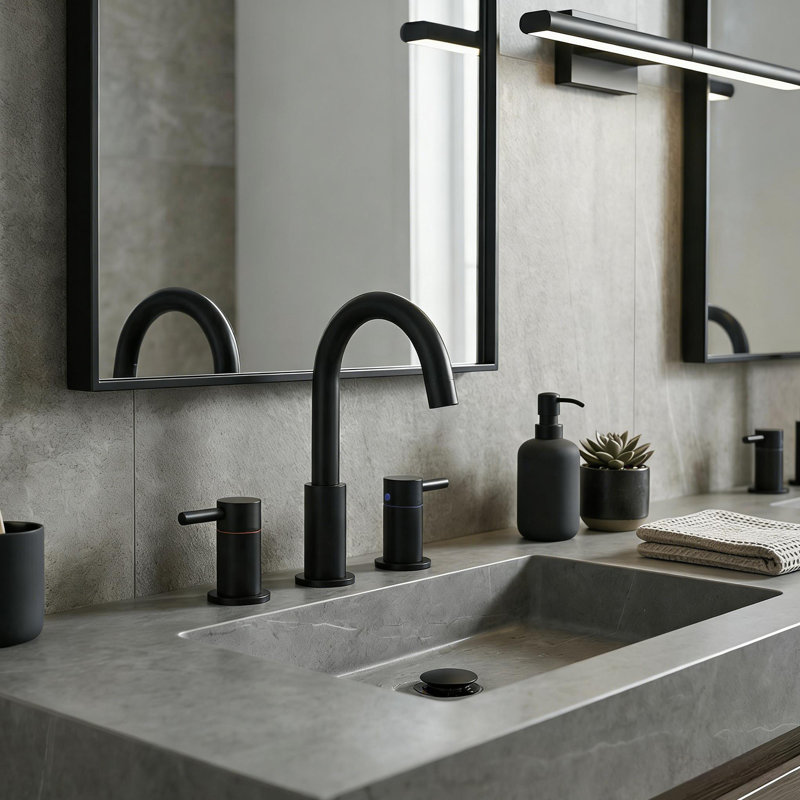 Widespread 2-handle Bathroom Faucet with Drain Assembly, Matte Black