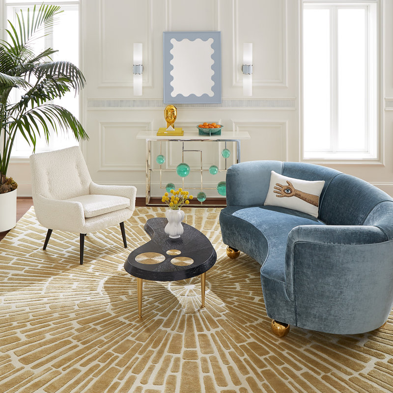 Parker Curved Sofa - Ball feet, Brussels Powder Blue Velvet