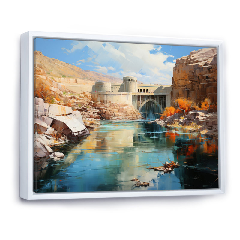 Glen Canyon Dam - reproduction sur toile, H 16 po x l 32 po x P 1 po, Cadre flottant blanc