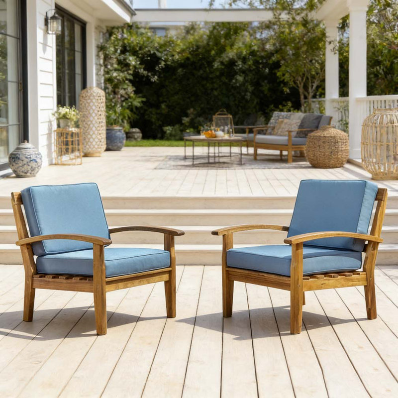 Ensemble de chaise club d'extérieur, bleu