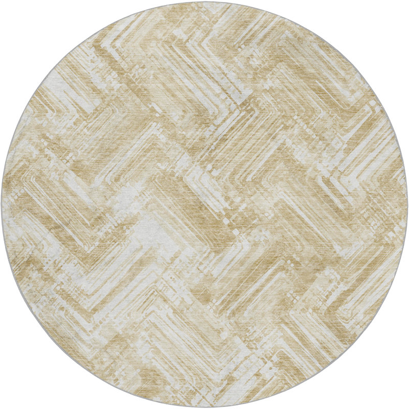 Tapis à poil long de qualité supérieure lavable à la machine ADS630, Beige, 8' Round
