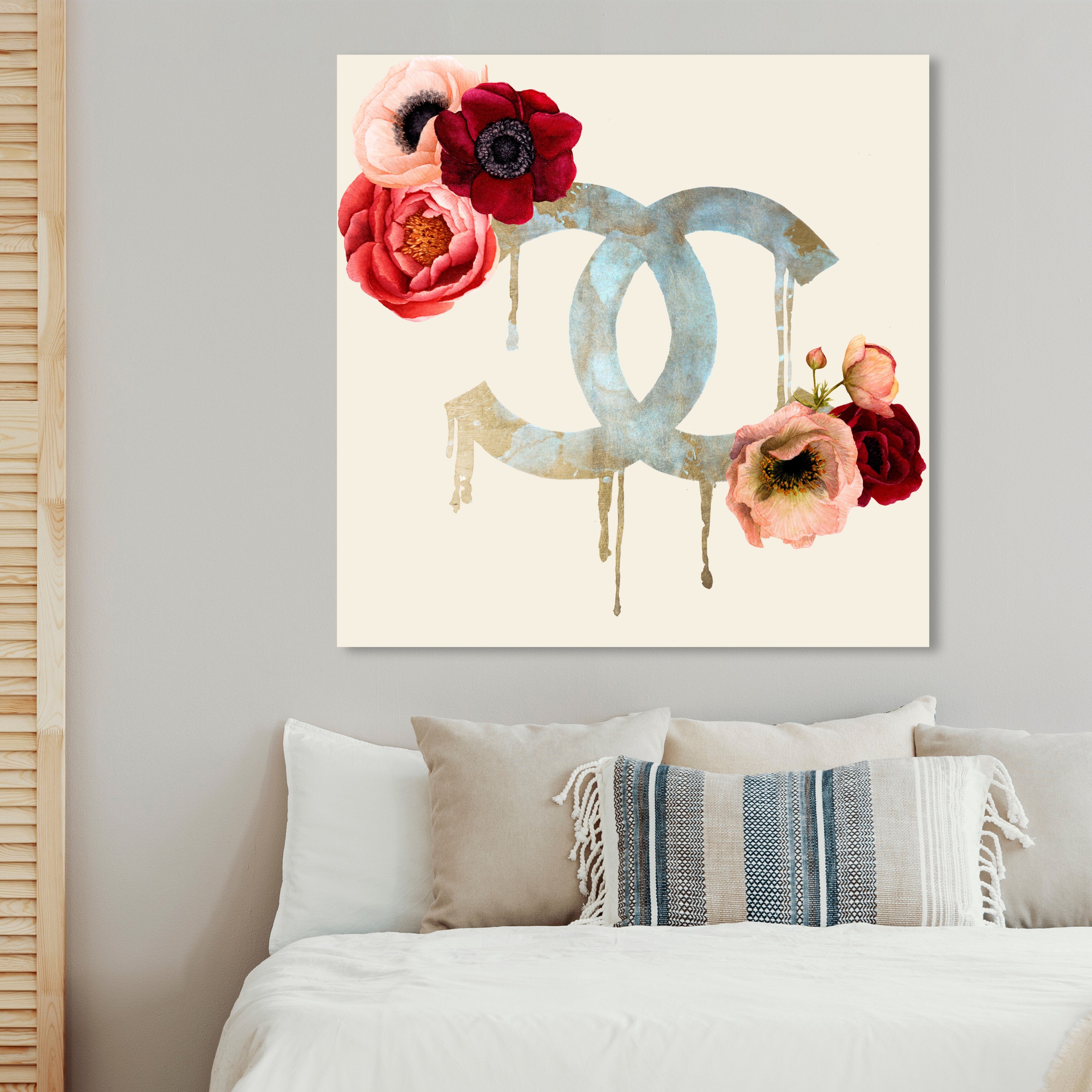 Fashion and Glam Simple French Flowers Romantic - Painting Print on Canvas House of Hampton Format: Wrapped Canvas, Size: 40 H x 40 W x 2 D