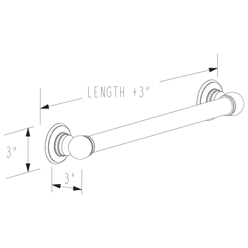 Columnar Grab Bar, Polished Chrome, 42"