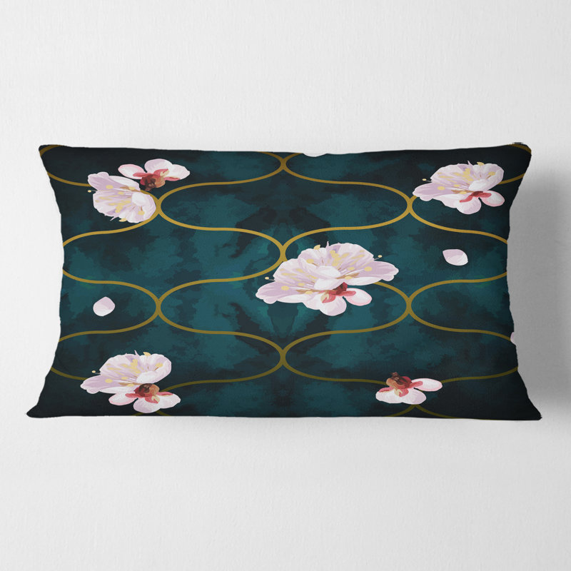 Coussin décoratif rétro à motif de fleurs roses II - Mid-Century