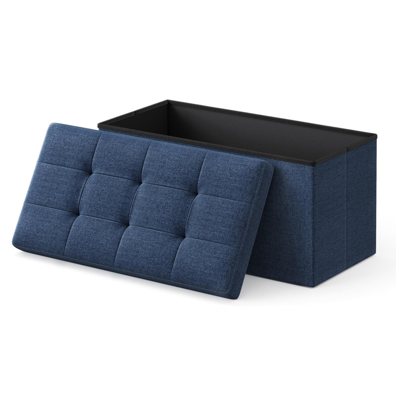 Banc de rangement avec repose-pieds pliant, Marine, Tissu Oxford