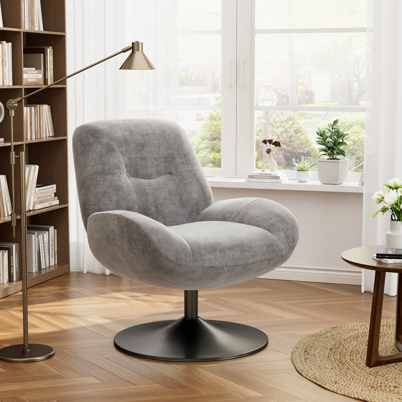 Upholstered Swivel Accent Chair, Grey