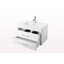 Ce meuble-lavabo mural blanc brillant de 32 pouces avec tiroirs doubles et lavabo à fermeture en douceur crée un espace de salle de bain moderne et minimaliste!-740977355-740977354