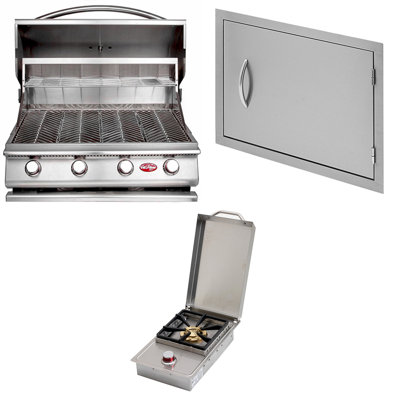 Barbecue au propane liquide à 4 brûleurs Cal Flame avec brûleur latéral - 60000 BTU