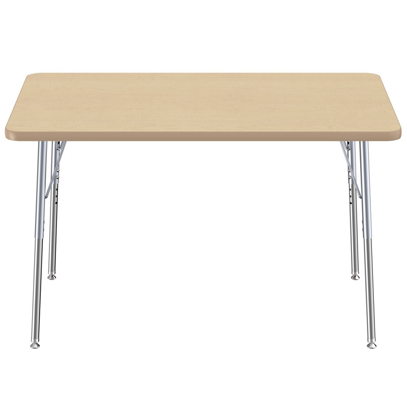 Table rectangulaire d'activité rectangulaire avec pieds réglables, Roulement pivotant standard, 30" x 48", Maple