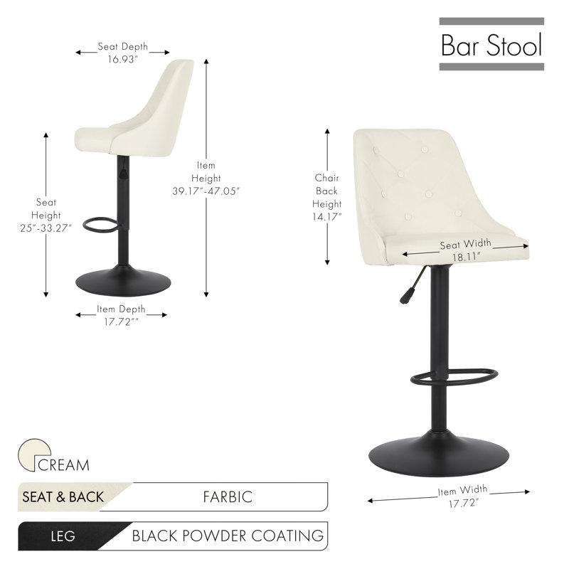 Tabouret de bar Bowie, Crème, crème