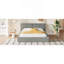 Grand lit plateforme tapissier avec tissu en velours, lit au sol avec structure solide, gris-274636743