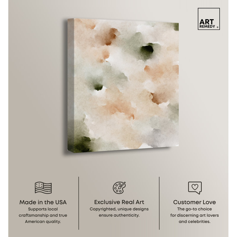 Cotton Balls and Cinnamon Abstract Watercolor Canvas Art, 20" x 24"