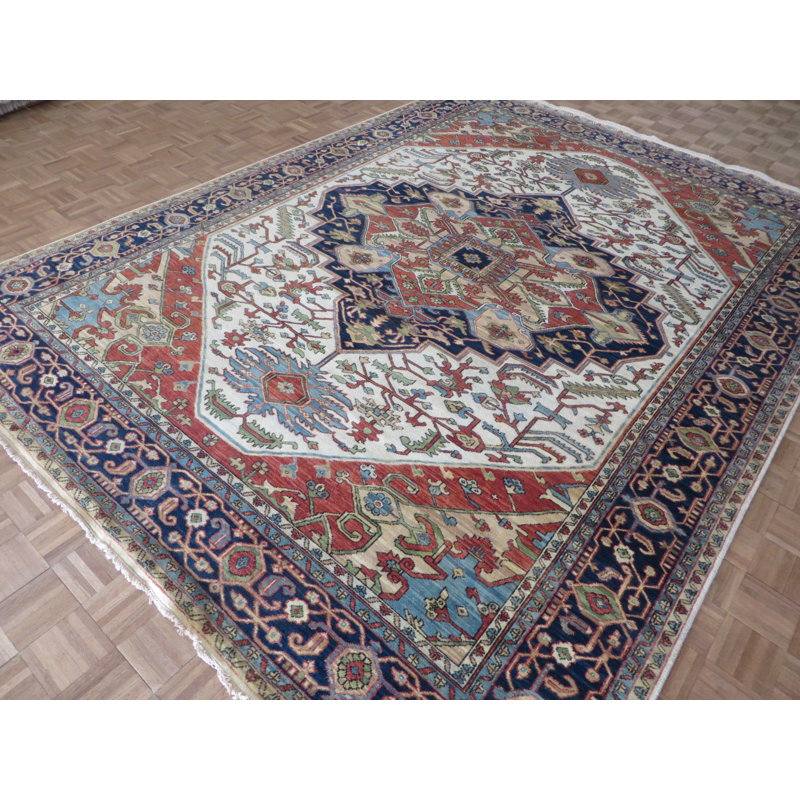 Tapis de zone en laine rectangulaire 8 pi 11 po x 11 pi 11 po one-of-kind-noué la main Durell