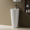 Lavabo de salle de bain piédestal circulaire en céramique avec trop-plein 33 po SUPERFLO