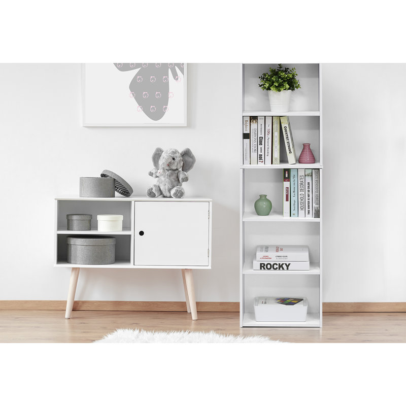 Cannice Bookcase, White, (5 Shelves) 52.1" H x 15.8" W x 9.4" D