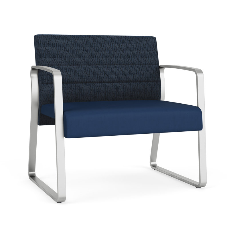 Chaise bariatique Waterfall, Argent, Dossier - Ciel minuit Adler / Siège - PP bleu imp