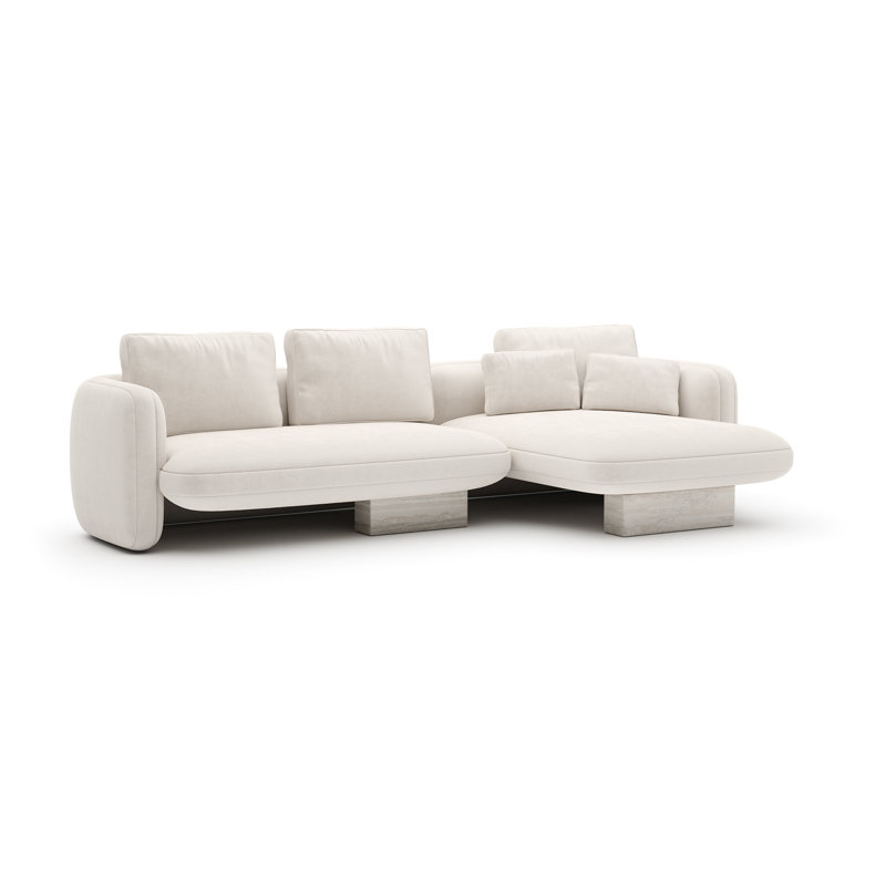 *Overlap Right Chaise Sec Small Ecru, Right Hand Facing, White Polyester Blend