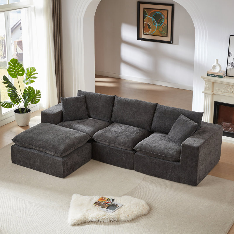 Canapé Boneless, Chenille grise foncée