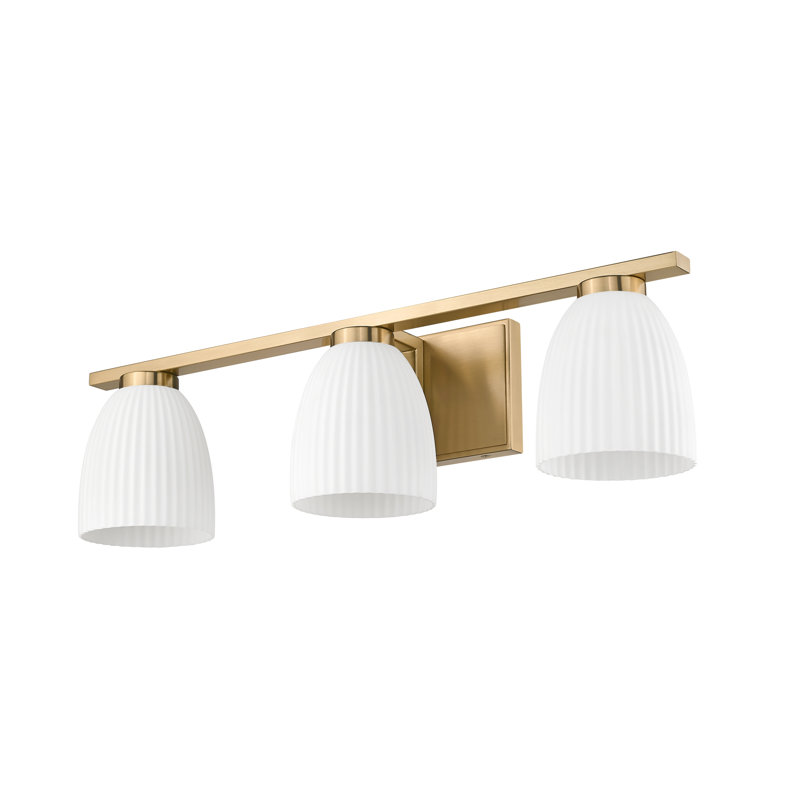 Coiffeuse Mateo, Doré, H 6,5 po x l 24 po x P 6,5 po, Trois lumières