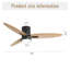Ventilateur de plafond encastré de 56 pouces de conception moderne avec lumière et télécommande, moteur à courant continu réversible à 3 pales en bois massif noir