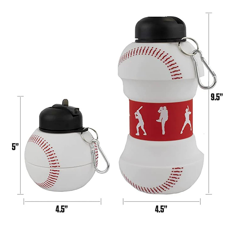 Maccabi Art: bouteille d'eau pliable de 1 litre - baseball - silicone, capacité de 33 oz