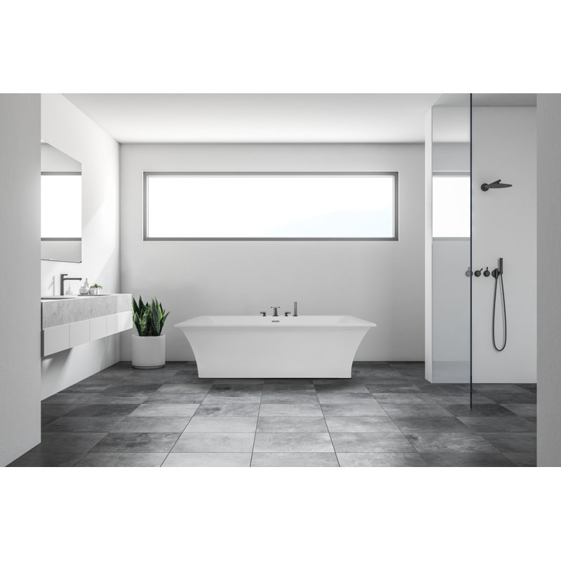 Charlize 66" X 36" Freestanding Soaking Acrylic Bathtub, Polished Brass