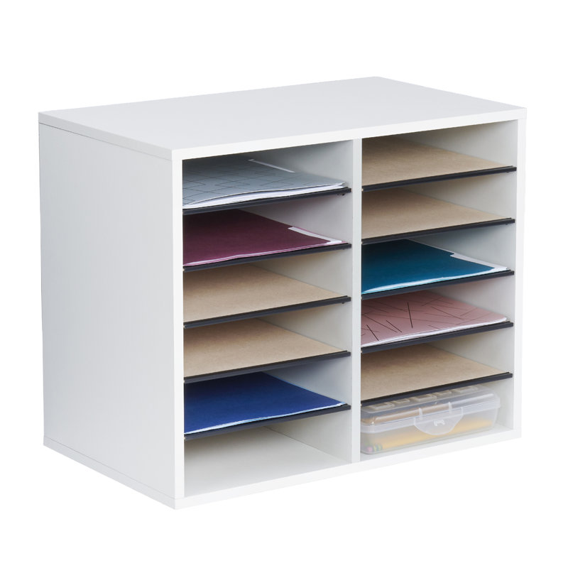 Organisateur de documents en bois à compartiment réglable (bureau), gris