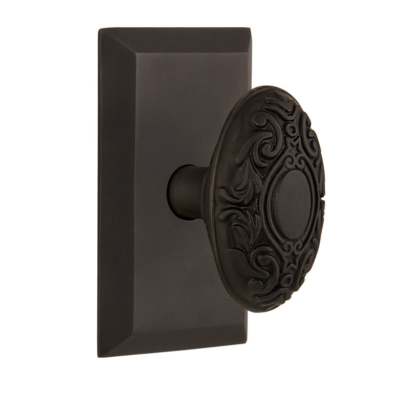 Studio Plate with Victorian Door Knob, Oil-Rubbed Bronze, 2-3/4"