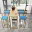 Ensemble de table de bar et chaise cinq pièces, structure dorée, plateau de table multicouche, coussin de chaise et dossier en éponge, table avec fonction de rangement (or + beige + bleu)-1122970668