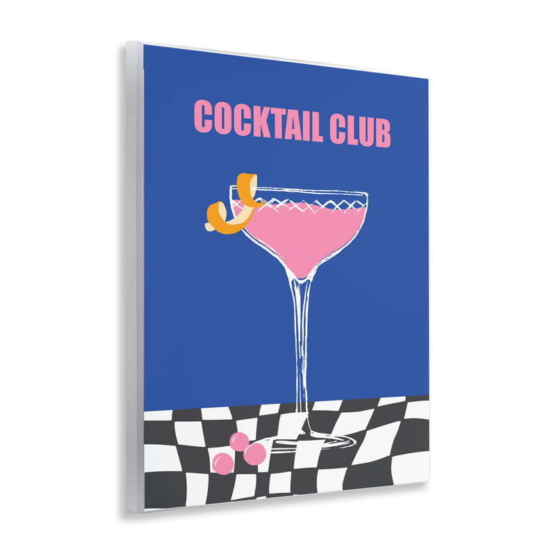  «Cocktail Club on Chequered», art mural sur bois par House of Lulu