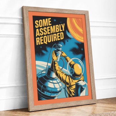 Astronaut Assembly Required Retro - Framed Print