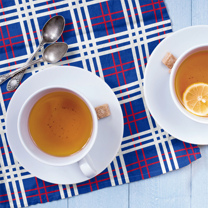 Plaid Tea Towel Kitchen Towel, Blue/White/Red, Cotton Blend