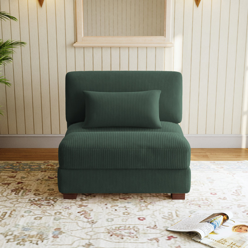 Maelina 96.5Cm Wide Armless, Hunter Green Corduroy