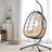 40"W Wicker Hanging Egg Chair with Stand, Indoor Outdoor Patio Swing Chair-1316452226