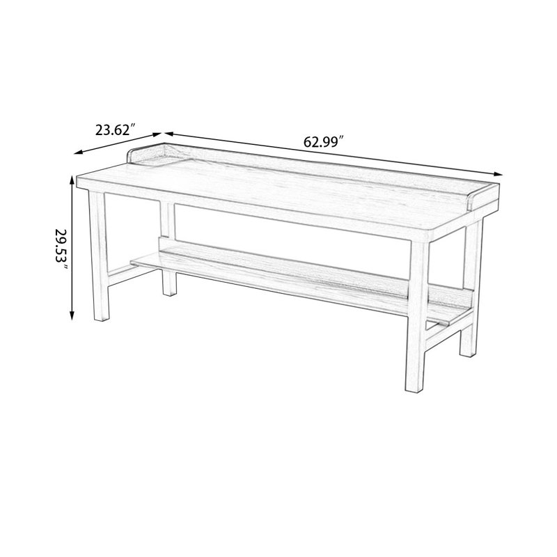 Bureaux rectangulaires bruns en bois massif, H 29,53 po x l 62,99 po x P 23,62 po