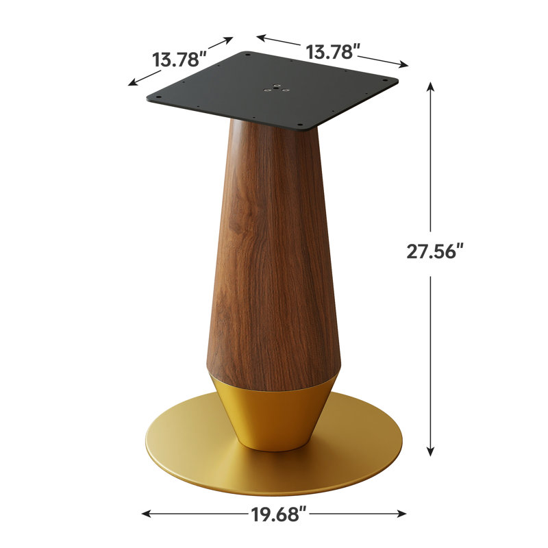 Pied de table carré en métal à un seul piédestal, hauteur 27,56 po (664-TL)