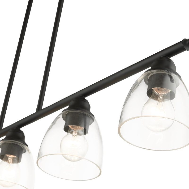 Luminaire suspendu linéaire à 5 lumières pour îlot de cuisine Bargas, Noir