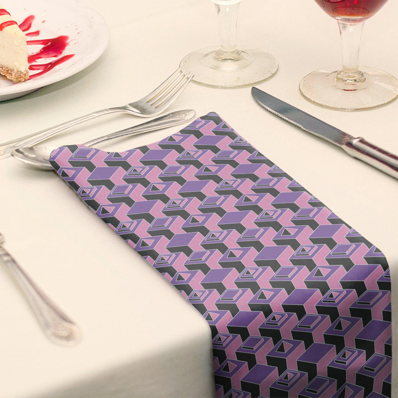 Serviette de table en coton à motif de gratte-ciels à deux couleurs, H 0,1 po x l 22 po x P 22 po, Mauve / Rose