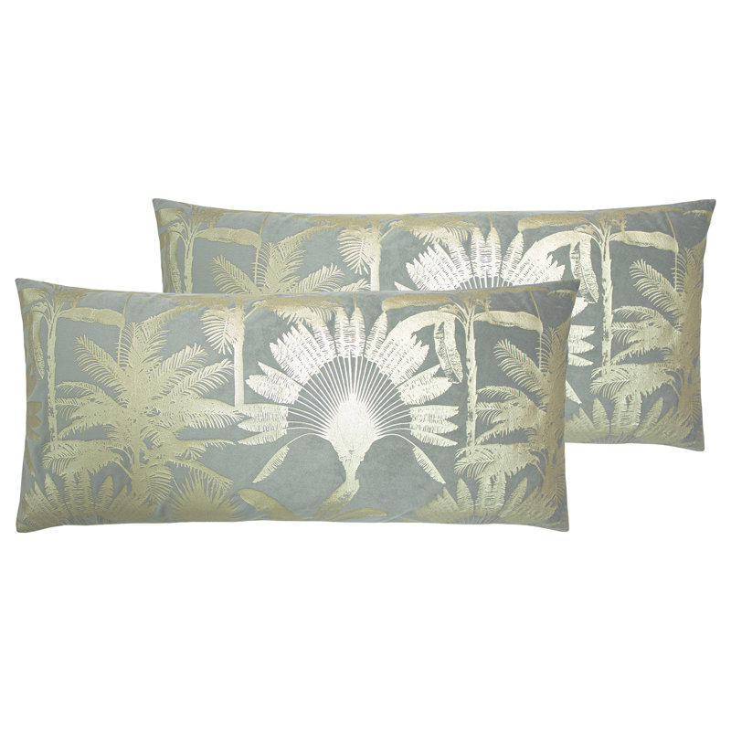 Paoletti Malaysian Floral Rectangular Throw Cushion, Mink, Polyester