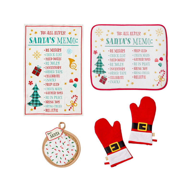 Santas Coming 5‑Piece Kitchen Holiday Gift Set